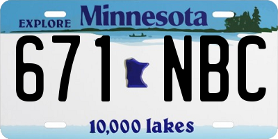 MN license plate 671NBC