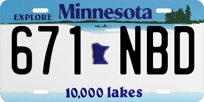 MN license plate 671NBD