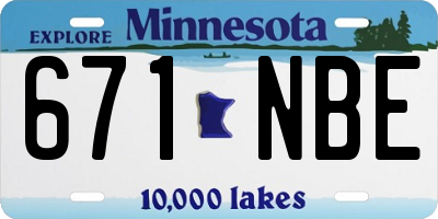 MN license plate 671NBE