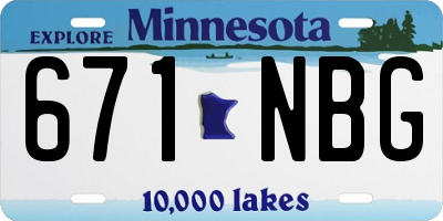 MN license plate 671NBG