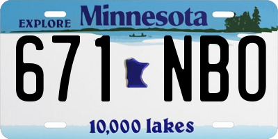 MN license plate 671NBO