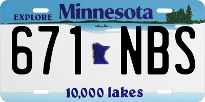 MN license plate 671NBS