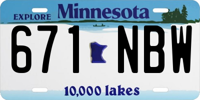 MN license plate 671NBW