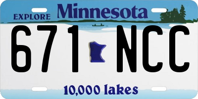 MN license plate 671NCC