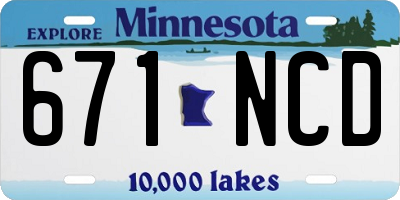 MN license plate 671NCD