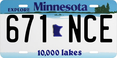 MN license plate 671NCE
