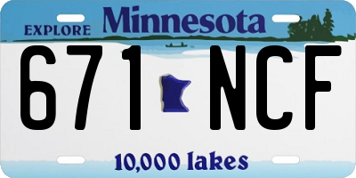MN license plate 671NCF