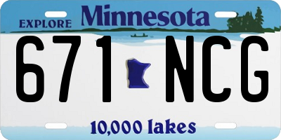 MN license plate 671NCG