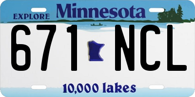 MN license plate 671NCL