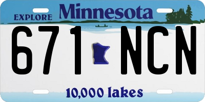 MN license plate 671NCN