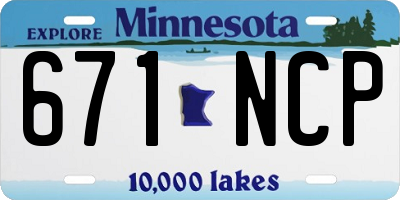 MN license plate 671NCP