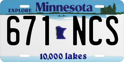 MN license plate 671NCS