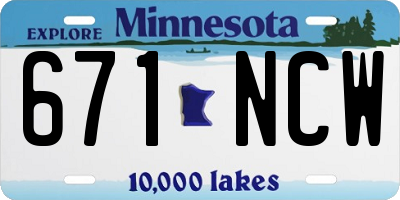 MN license plate 671NCW