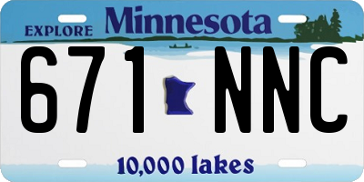 MN license plate 671NNC