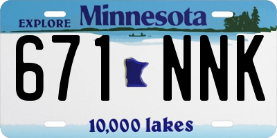 MN license plate 671NNK