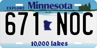MN license plate 671NOC