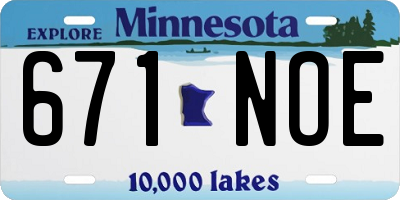 MN license plate 671NOE
