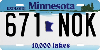 MN license plate 671NOK