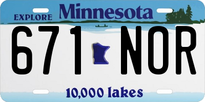 MN license plate 671NOR