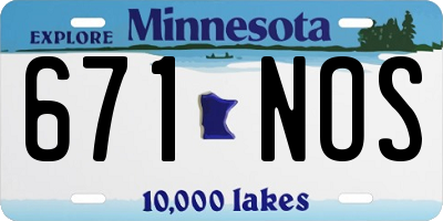 MN license plate 671NOS