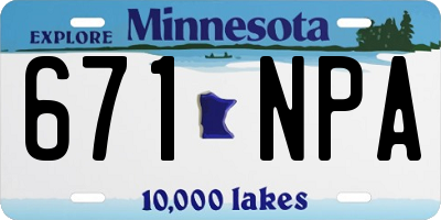 MN license plate 671NPA
