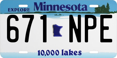MN license plate 671NPE