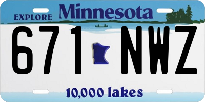 MN license plate 671NWZ