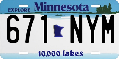 MN license plate 671NYM