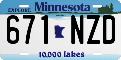 MN license plate 671NZD