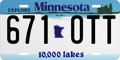 MN license plate 671OTT