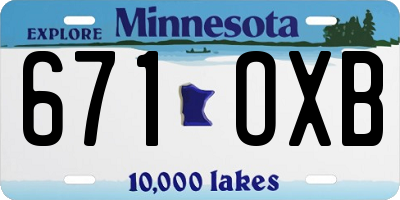 MN license plate 671OXB