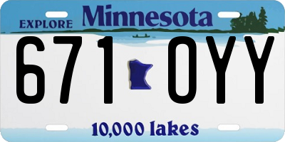 MN license plate 671OYY