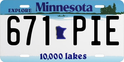 MN license plate 671PIE