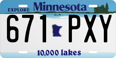 MN license plate 671PXY