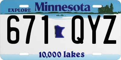MN license plate 671QYZ