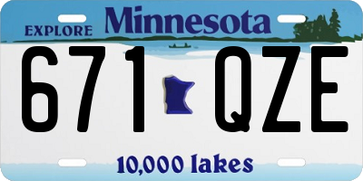 MN license plate 671QZE