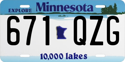 MN license plate 671QZG