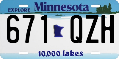 MN license plate 671QZH