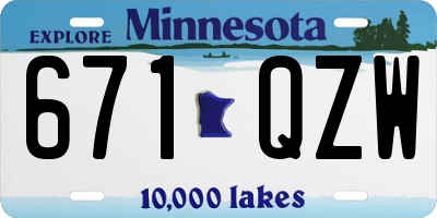 MN license plate 671QZW