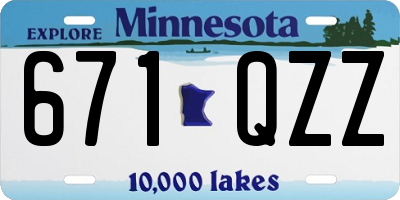 MN license plate 671QZZ
