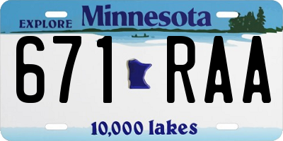 MN license plate 671RAA