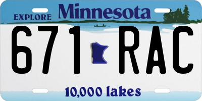 MN license plate 671RAC