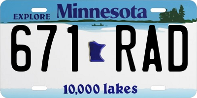 MN license plate 671RAD