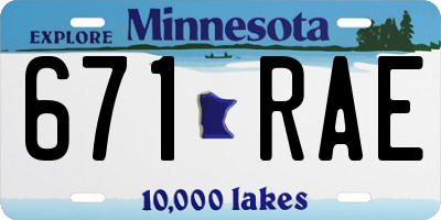 MN license plate 671RAE