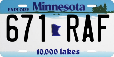 MN license plate 671RAF