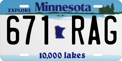 MN license plate 671RAG