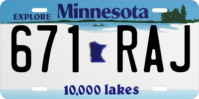 MN license plate 671RAJ