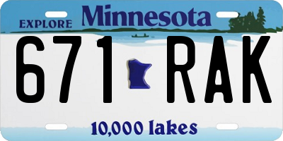 MN license plate 671RAK