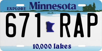 MN license plate 671RAP