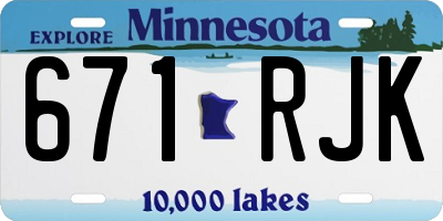 MN license plate 671RJK